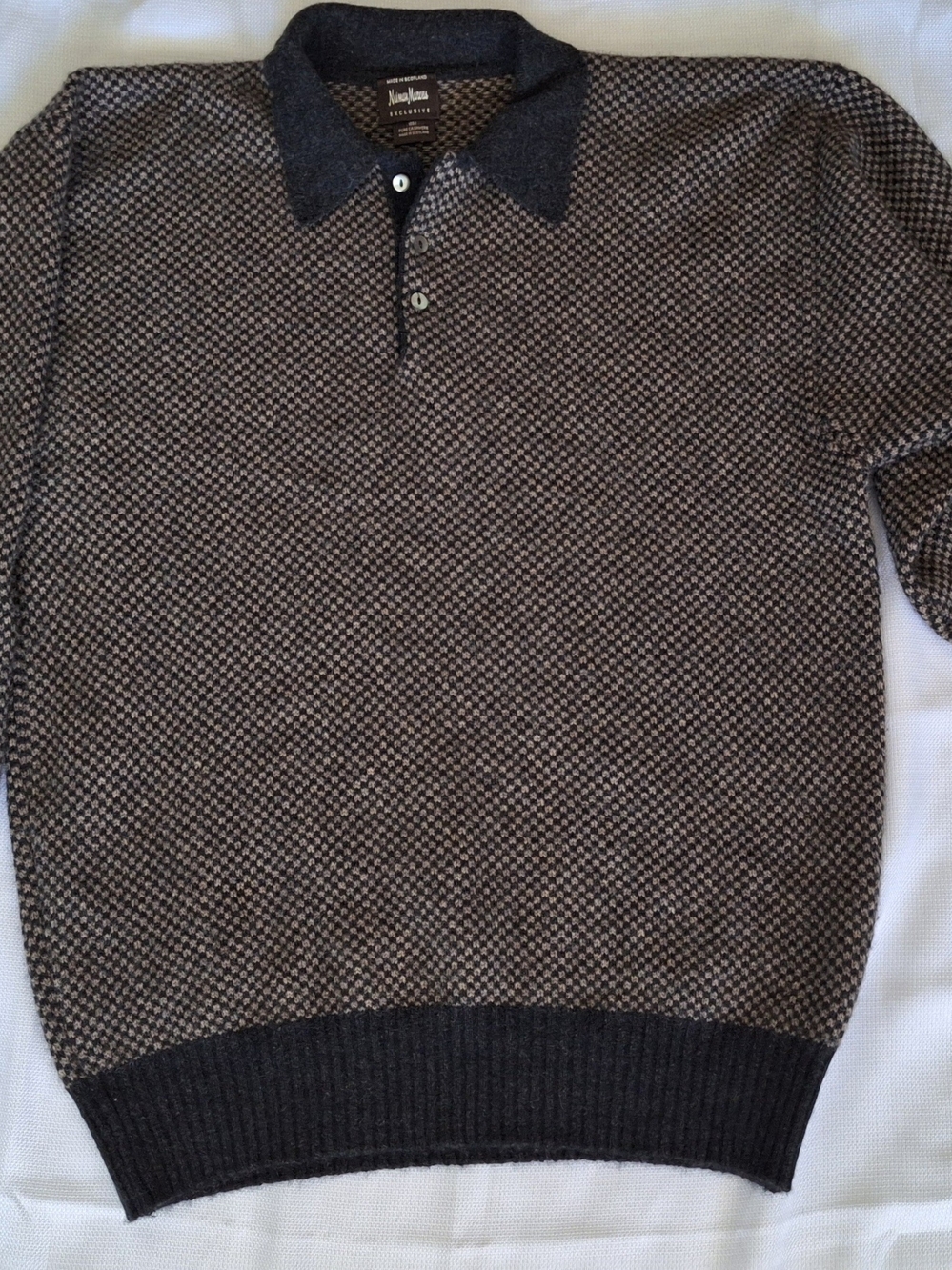 Neiman Marcus Exclusive Men's Polo Sweater made in Scotland 100% cashmere Size M